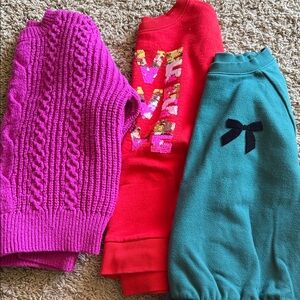 Cat & Jack Girls' Pink, Red & Teal Sweater & Sweatshirts
